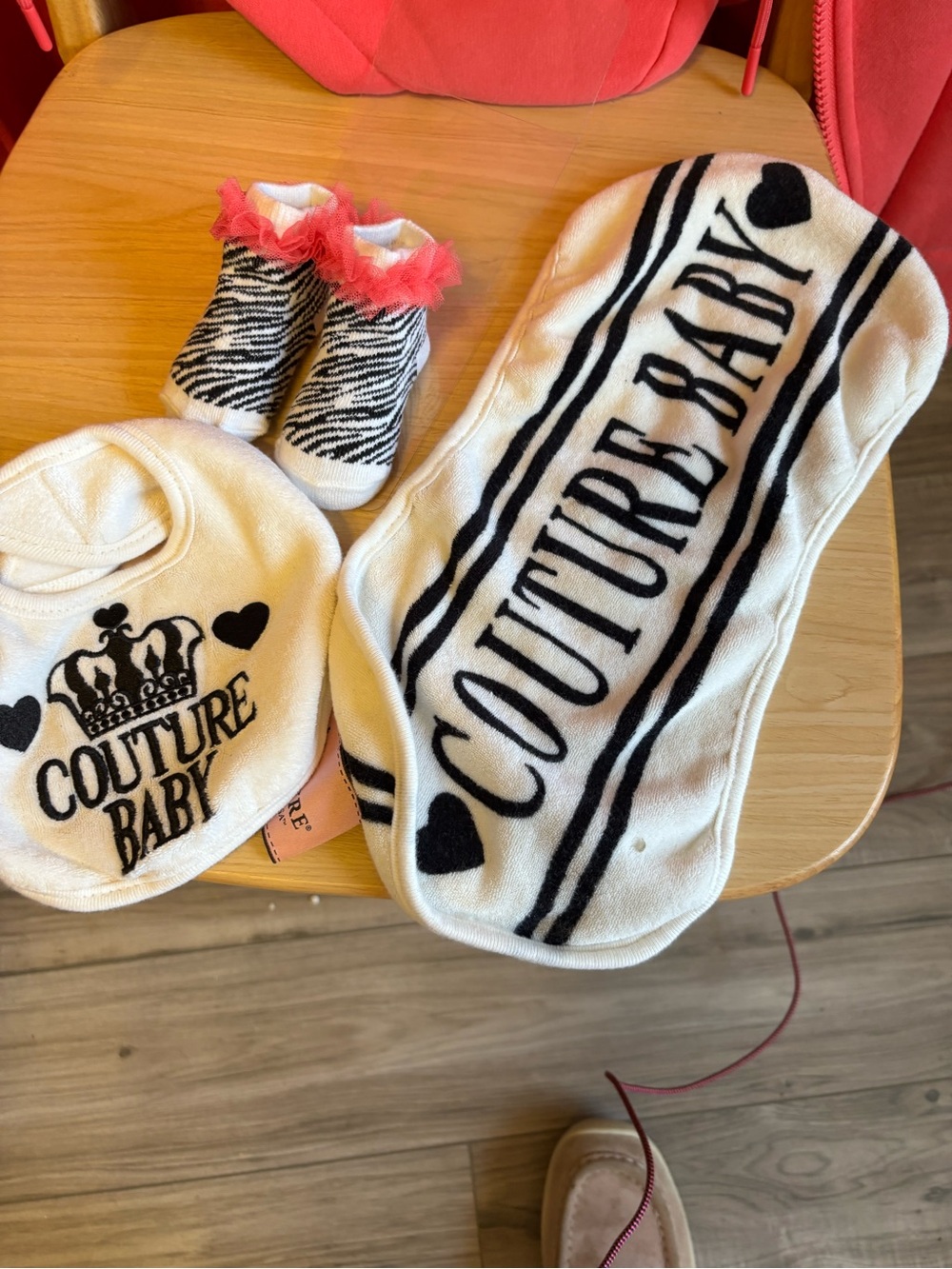 Juicy Couture White & Black 'Couture Baby' Bib Set with Heart Motif